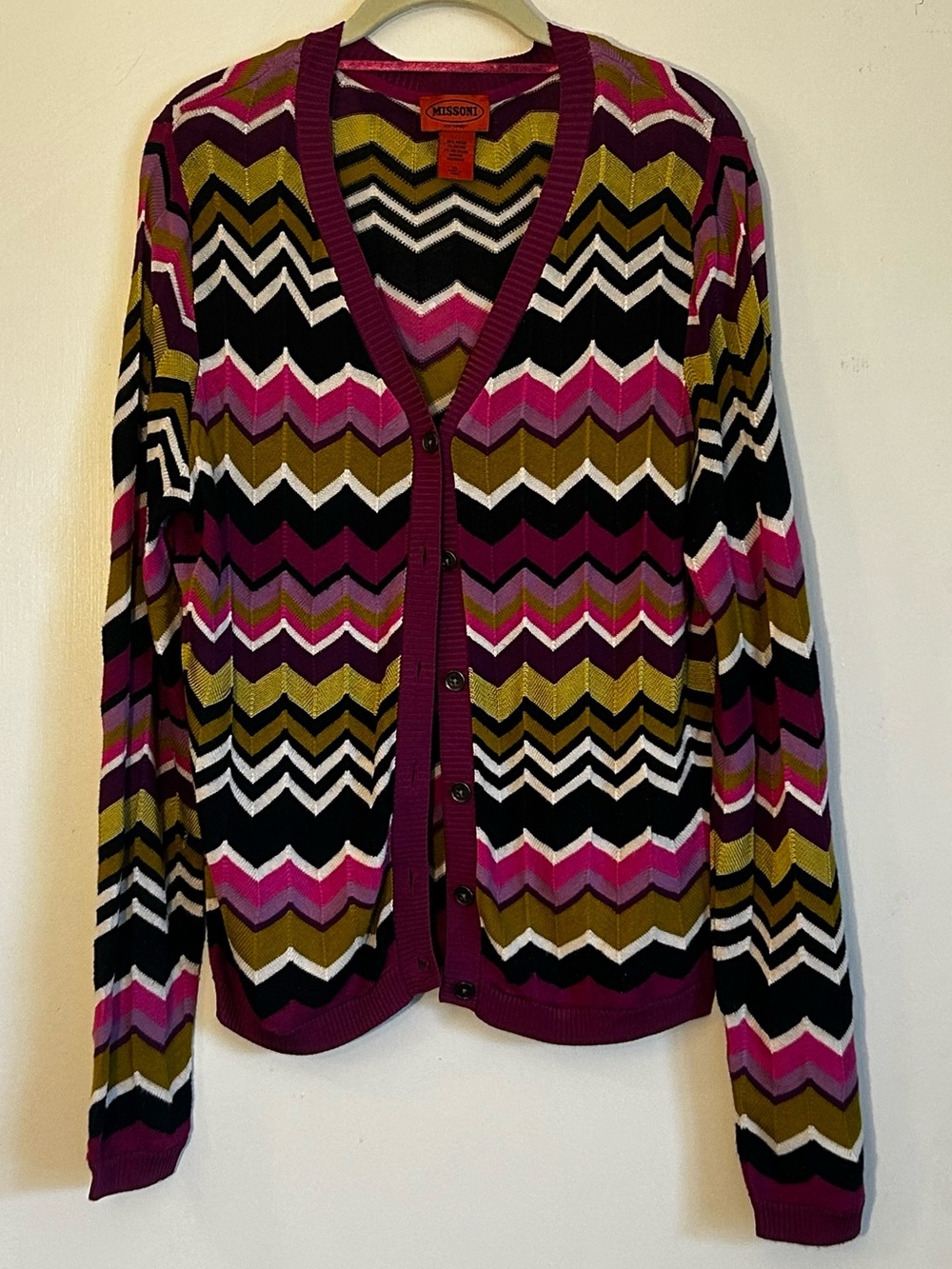 Missoni For Target 02/11 Cardigan Sweater Chevron Pattern Womens XL Rayon 4001